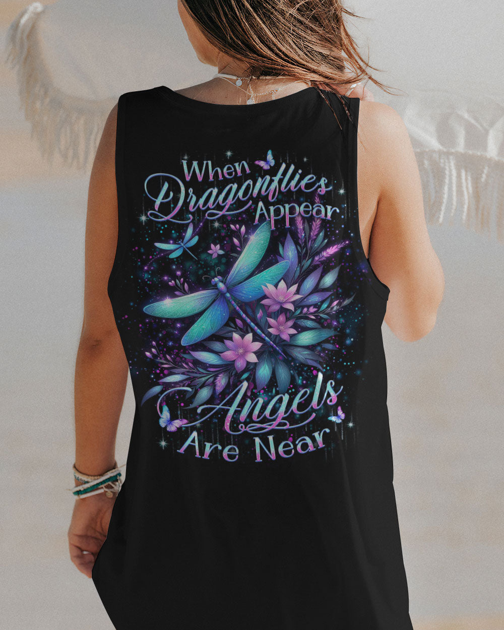 WHEN DRAGONFLIES APPEAR ANGELS ARE NEAR DRAGONFLY ALL OVER PRINT - YHKD0611233