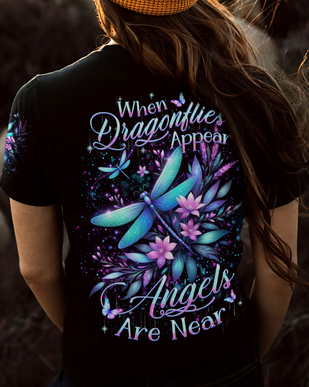 WHEN DRAGONFLIES APPEAR ANGELS ARE NEAR DRAGONFLY ALL OVER PRINT - YHKD0611233