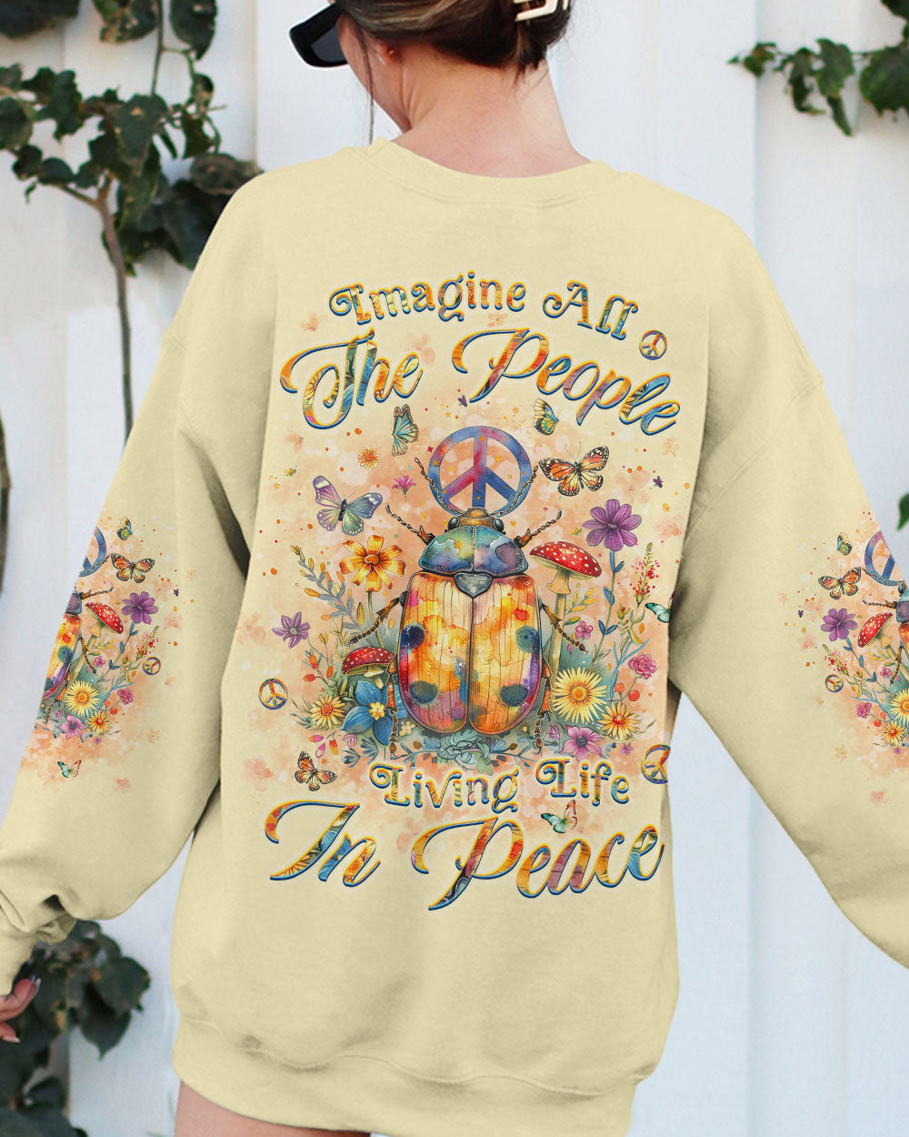 IMAGINE ALL THE PEOPLE LIVING LIFE IN PEACE LADYBUG ALL OVER PRINT - YHKD1303241