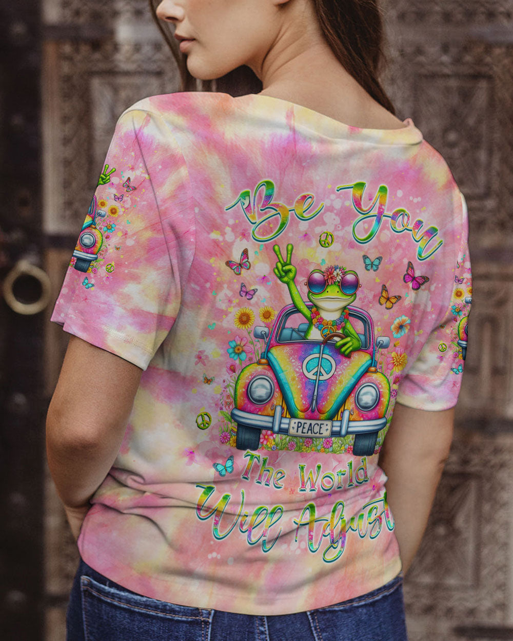 BE YOU THE WORLD WILL ADJUST FROG ALL OVER PRINT - YHKD1902241