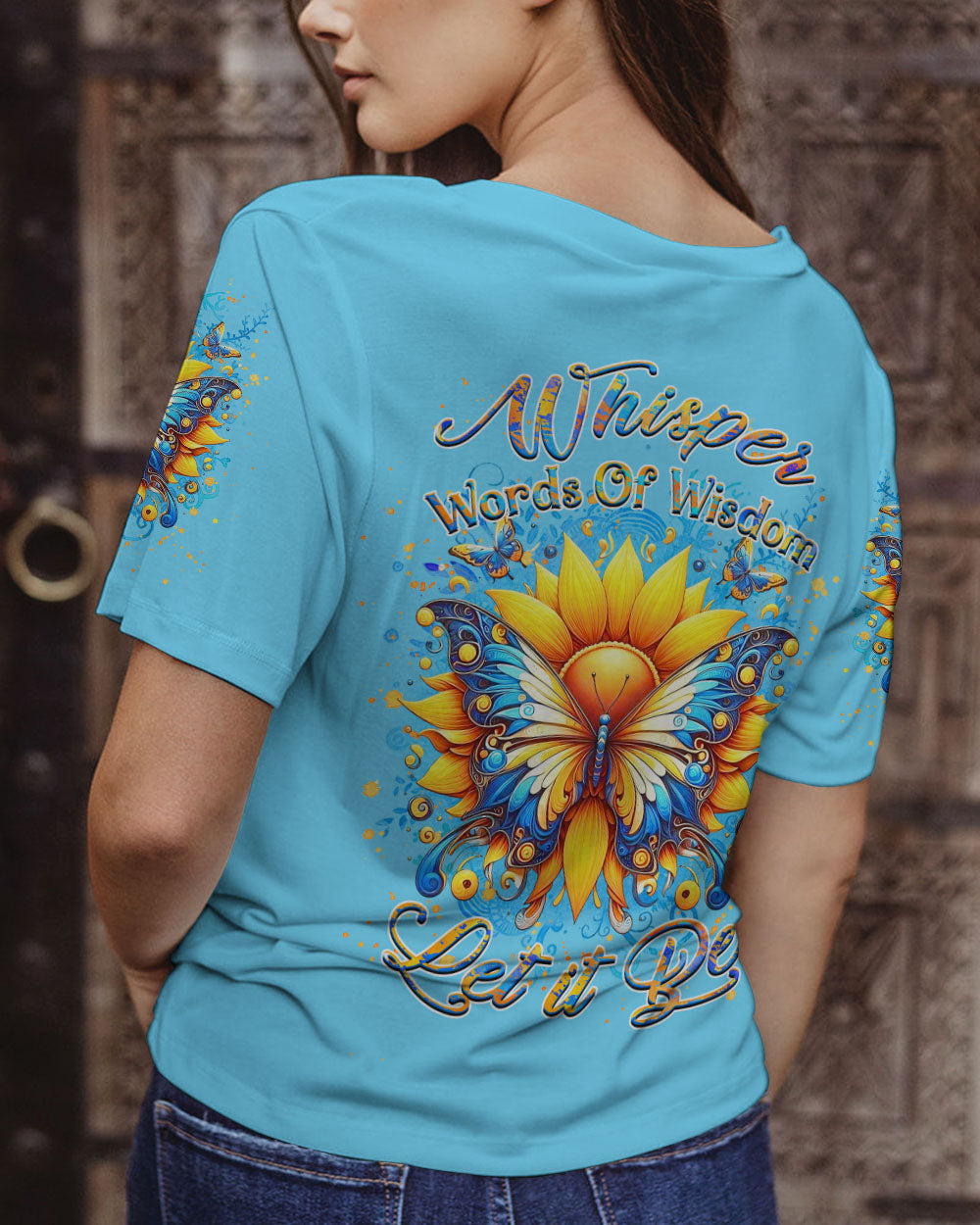 WHISPER WORDS OF WISDOM SUNFLOWER BUTTERFLY ALL OVER PRINT - YHKD2005243