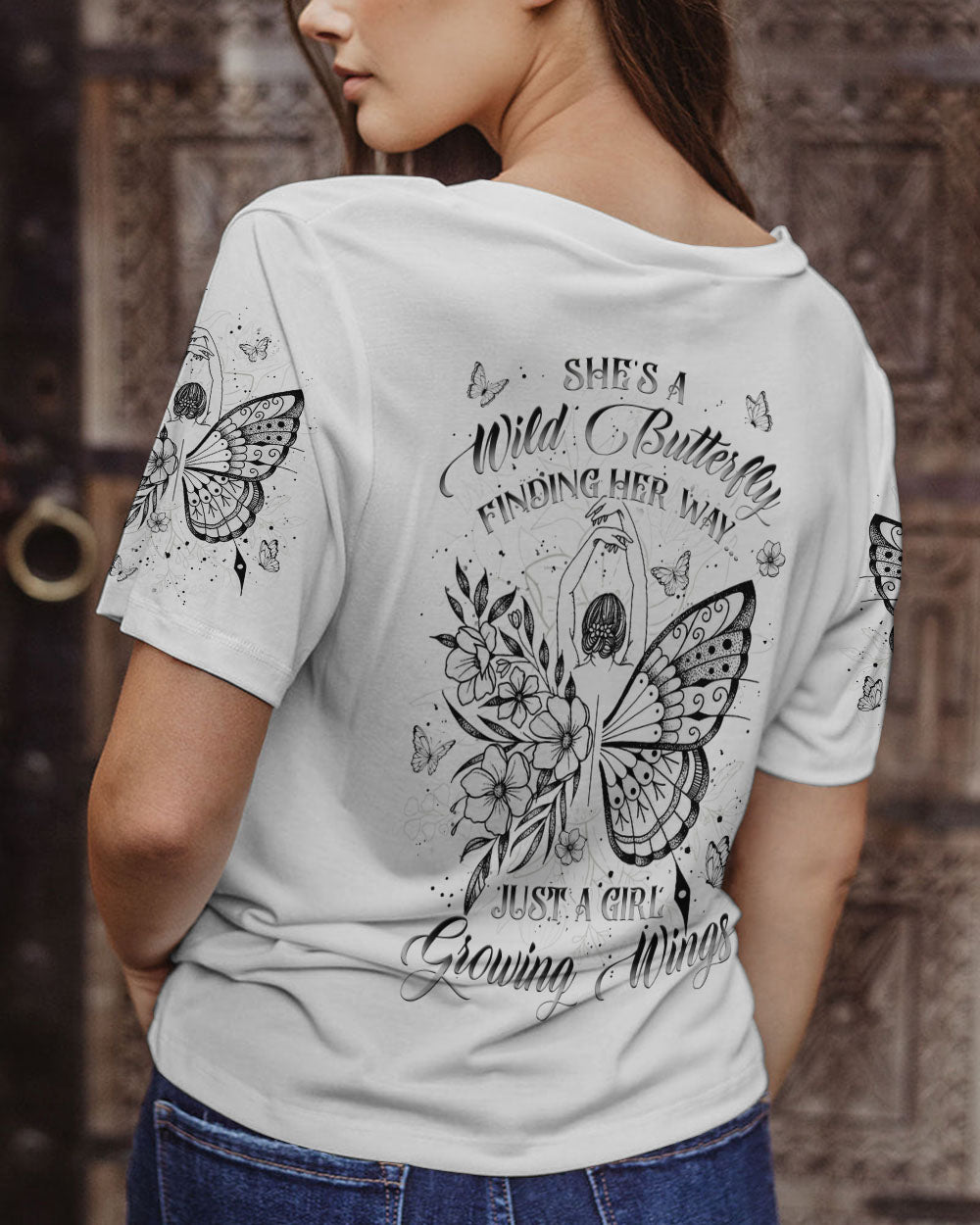 SHE'S A WILD BUTTERFLY ALL OVER PRINT - YHKD2803243