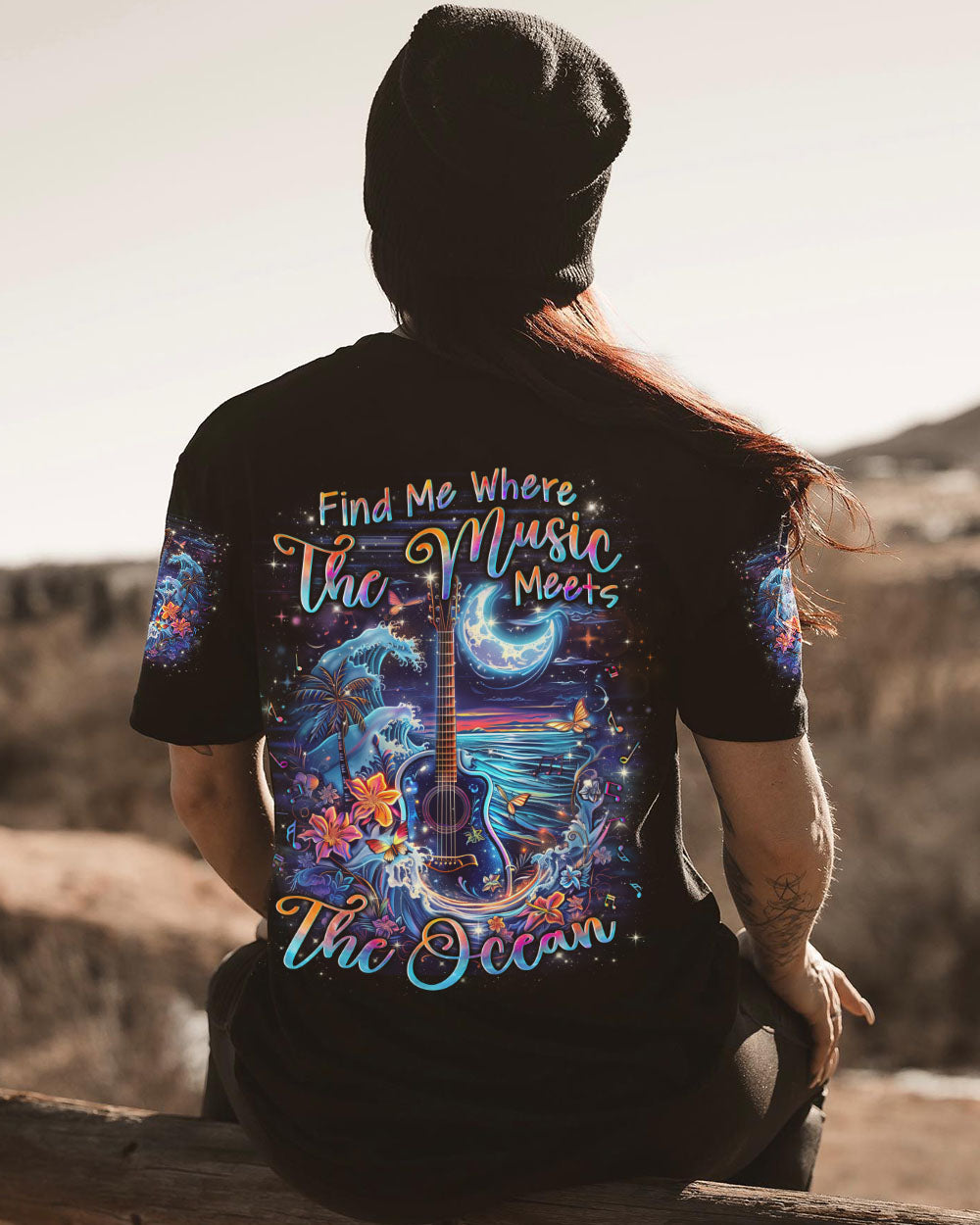 FIND ME WHERE THE MUSIC MEETS THE OCEAN GUITAR ALL OVER PRINT - YHLN0103243