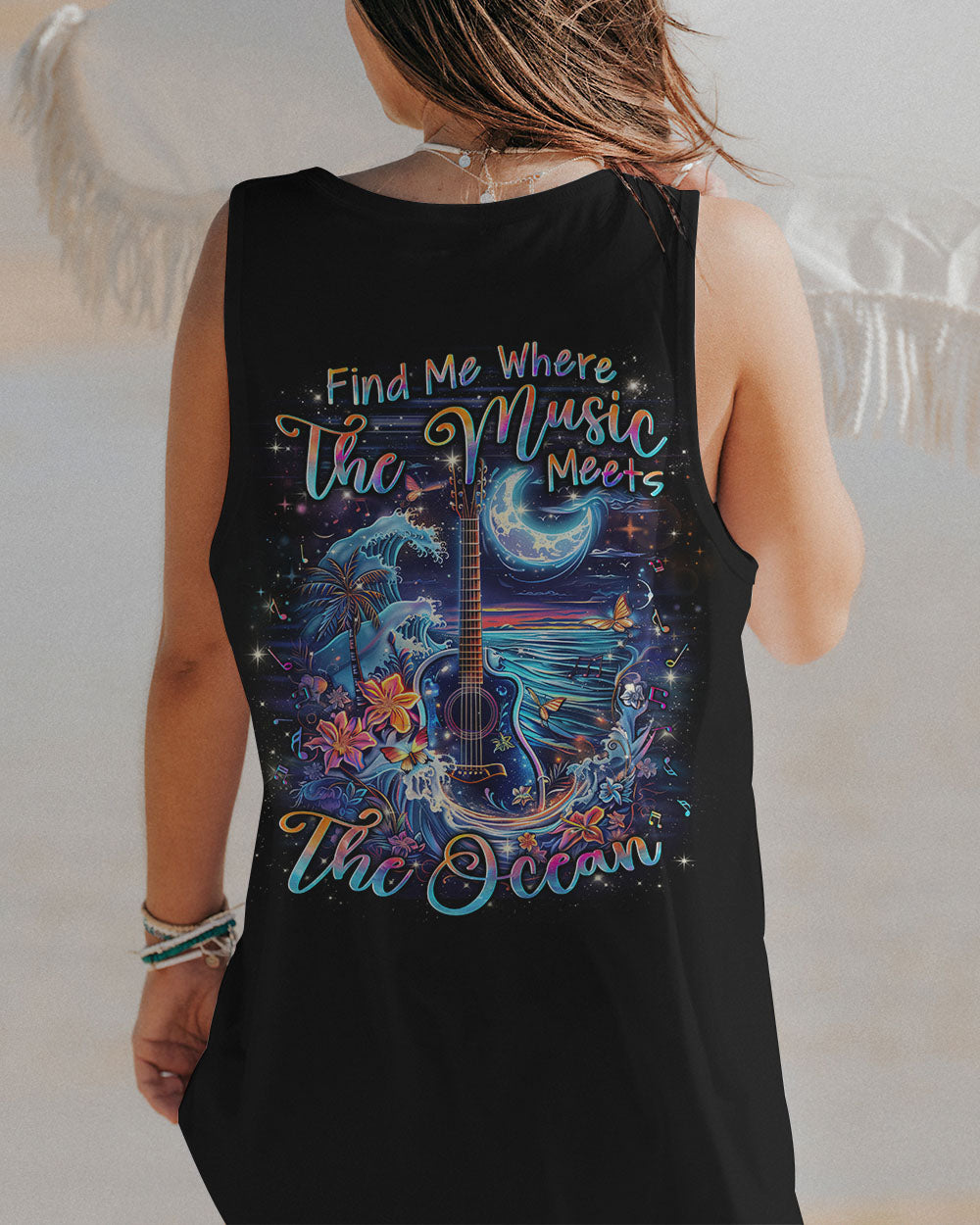 FIND ME WHERE THE MUSIC MEETS THE OCEAN GUITAR ALL OVER PRINT - YHLN0103243