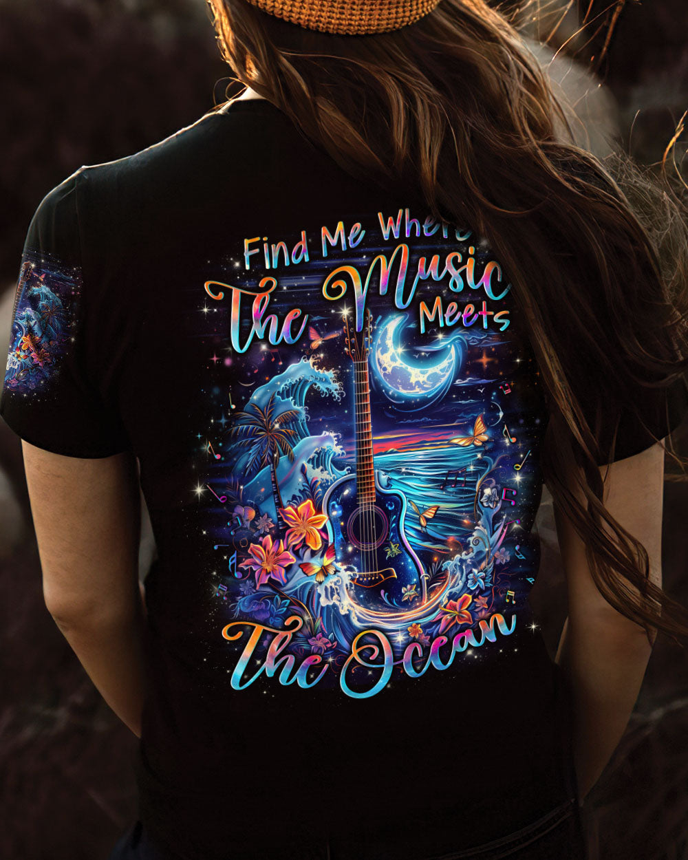 FIND ME WHERE THE MUSIC MEETS THE OCEAN GUITAR ALL OVER PRINT - YHLN0103243