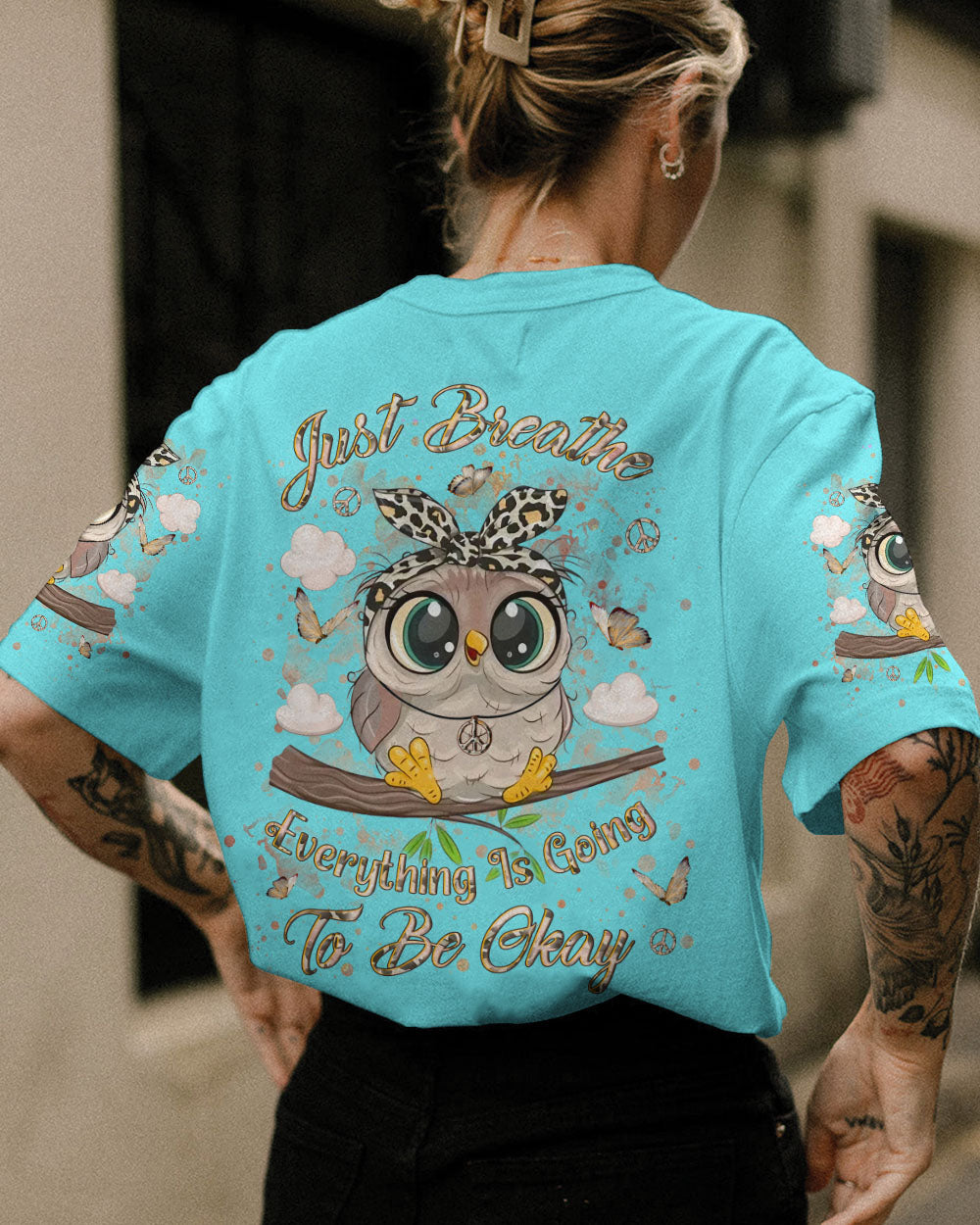 JUST BREATHE OWL ALL OVER PRINT - YHLN0307243