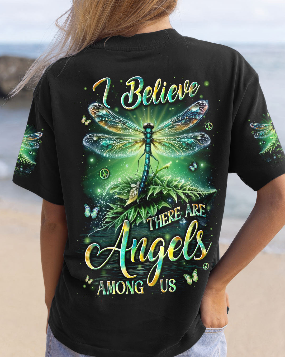 I BELIEVE THERE ARE ANGELS AMONG US DRAGONFLY ALL OVER PRINT - YHLN0312253