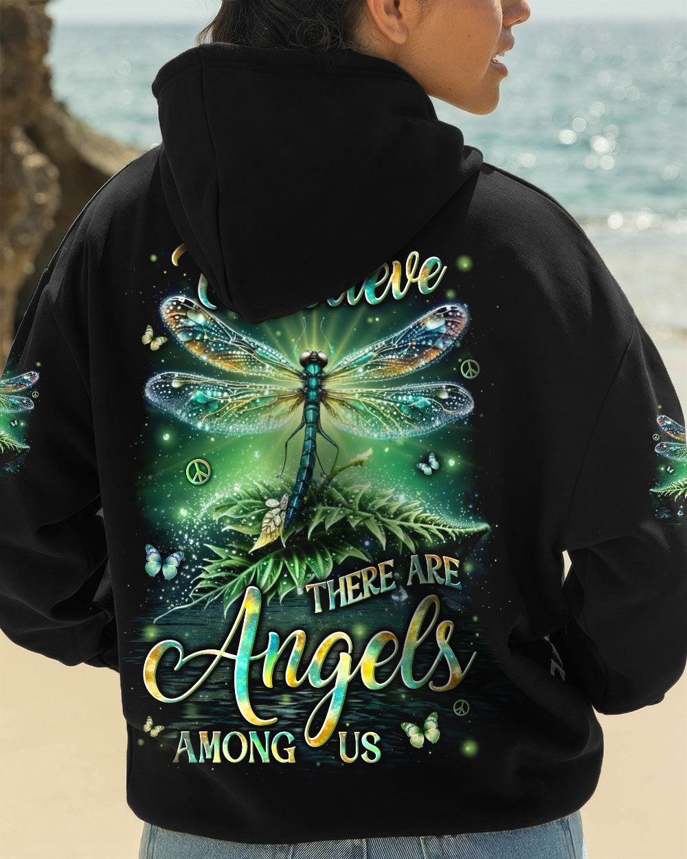 I BELIEVE THERE ARE ANGELS AMONG US DRAGONFLY ALL OVER PRINT - YHLN0312253