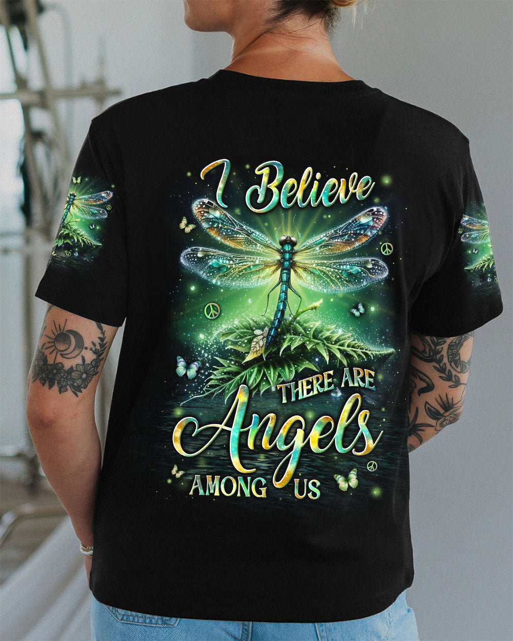 I BELIEVE THERE ARE ANGELS AMONG US DRAGONFLY ALL OVER PRINT - YHLN0312253