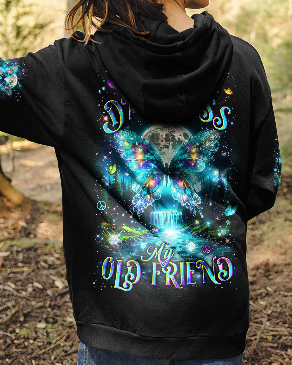HELLO DARKNESS MY OLD FRIEND BUTTERFLY ALL OVER PRINT - YHLN0412253