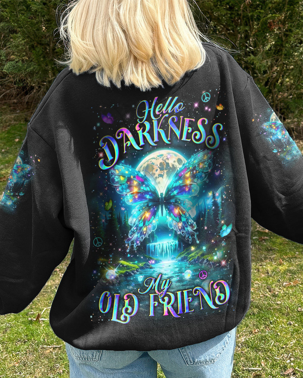 HELLO DARKNESS MY OLD FRIEND BUTTERFLY ALL OVER PRINT - YHLN0412253
