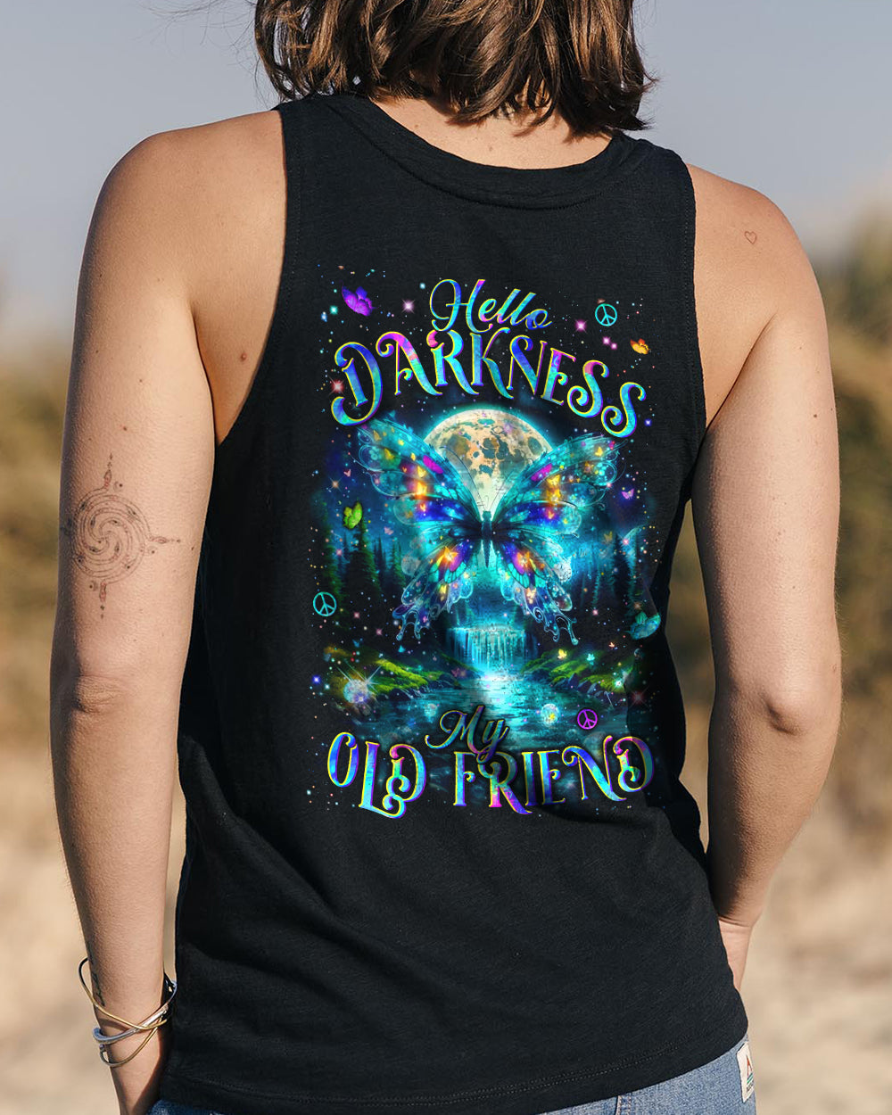 HELLO DARKNESS MY OLD FRIEND BUTTERFLY ALL OVER PRINT - YHLN0412253
