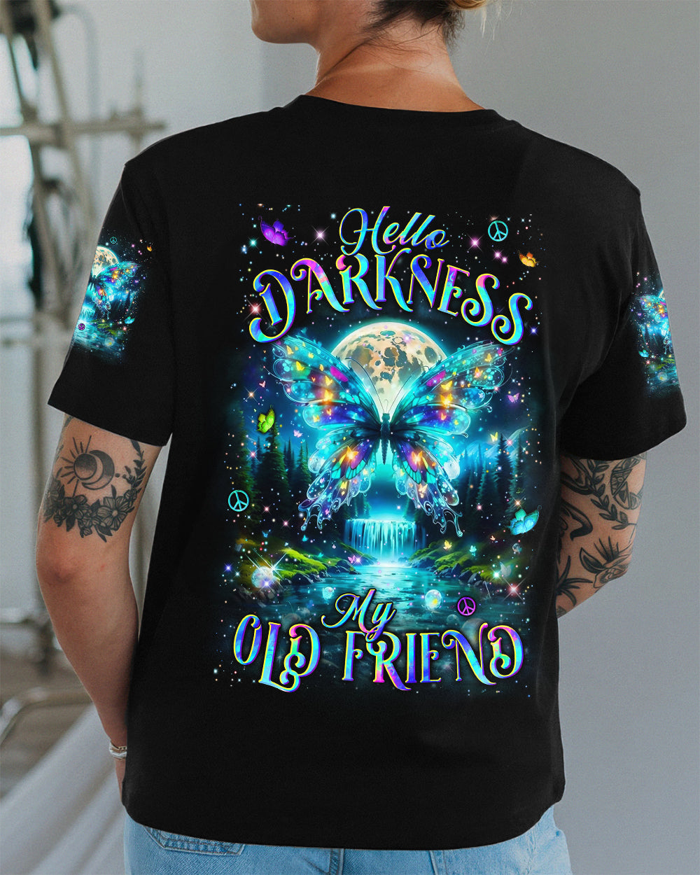 HELLO DARKNESS MY OLD FRIEND BUTTERFLY ALL OVER PRINT - YHLN0412253