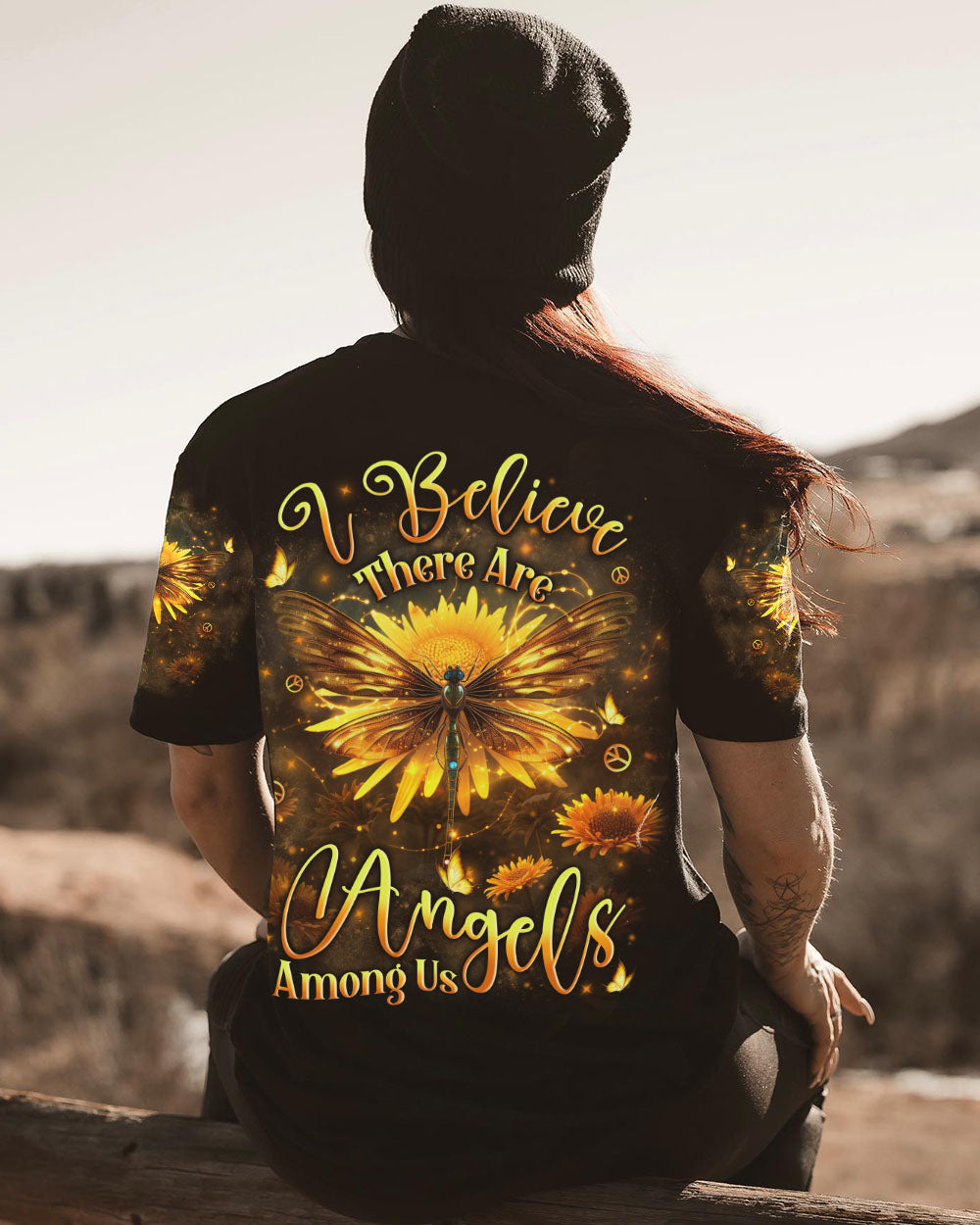 I BELIEVE THERE ARE ANGELS AMONG US DRAGONFLY ALL OVER PRINT - YHLN0610232