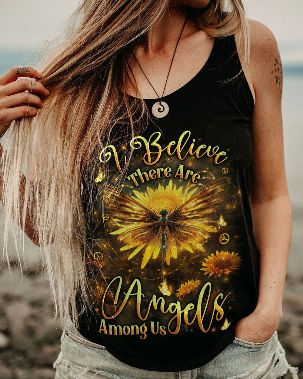 I BELIEVE THERE ARE ANGELS AMONG US DRAGONFLY ALL OVER PRINT - YHLN0610232
