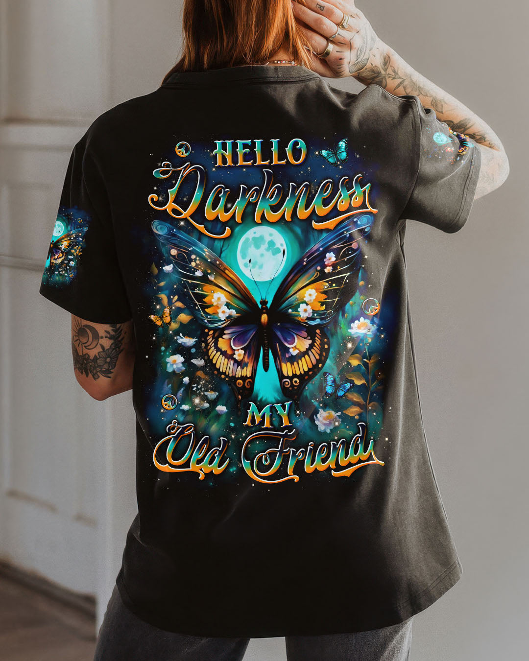 HELLO DARKNESS MY OLD FRIEND BUTTERFLY ALL OVER PRINT - YHLN0610253