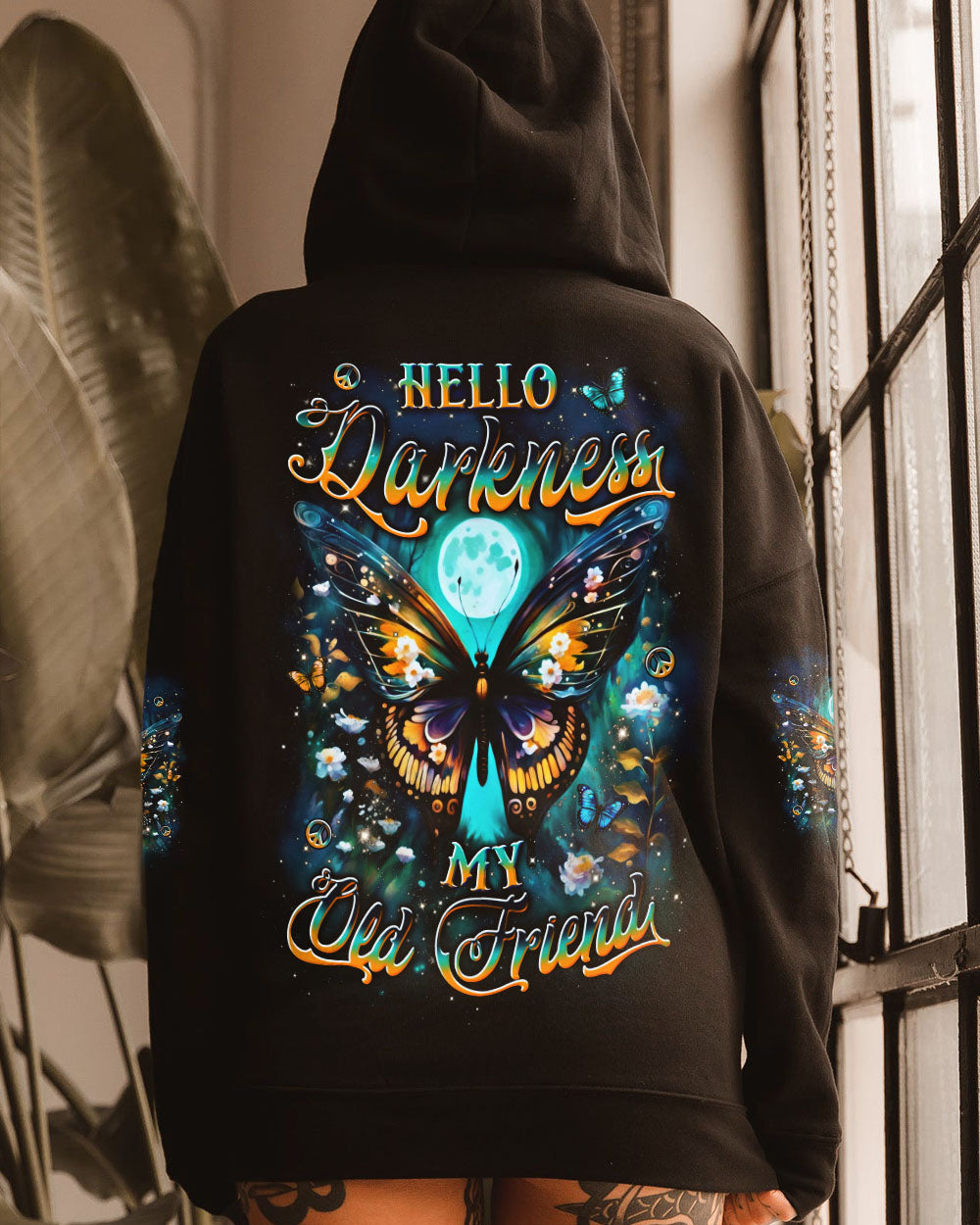 HELLO DARKNESS MY OLD FRIEND BUTTERFLY ALL OVER PRINT - YHLN0610253