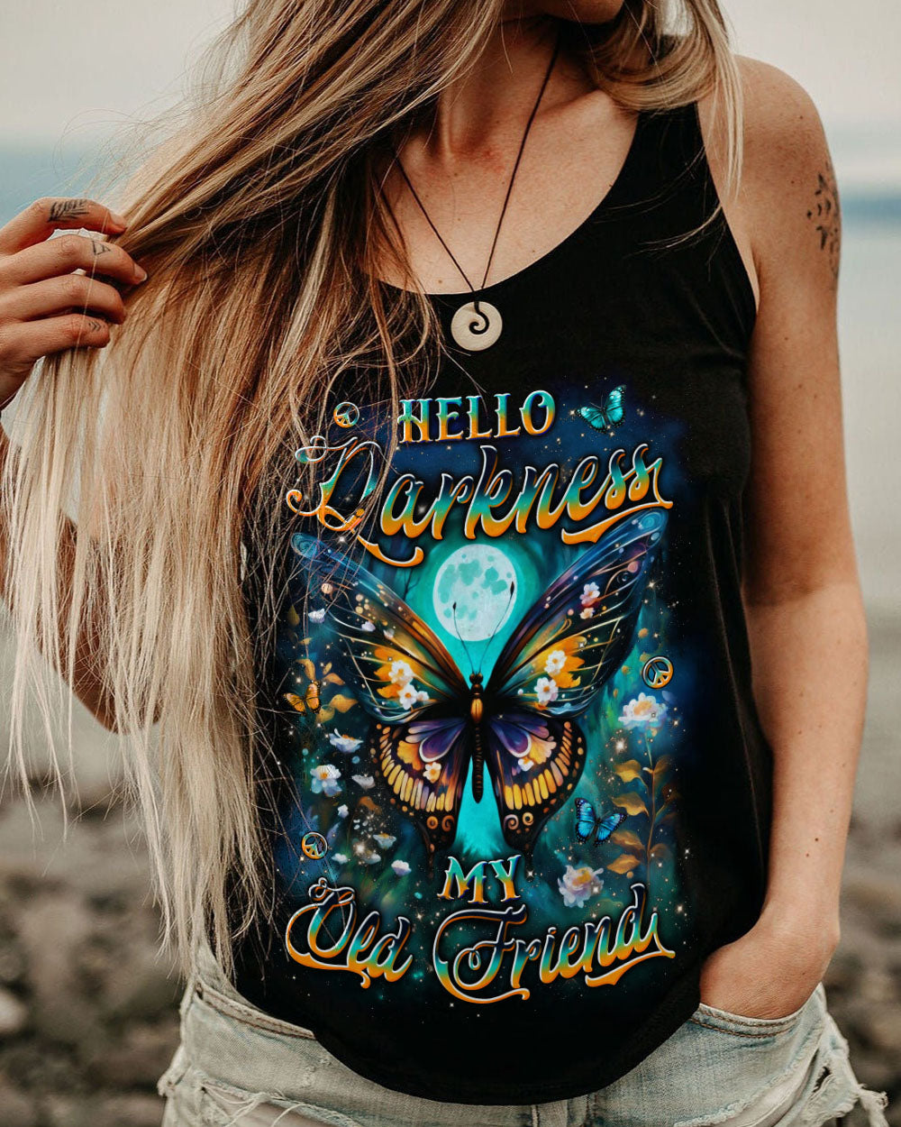 HELLO DARKNESS MY OLD FRIEND BUTTERFLY ALL OVER PRINT - YHLN0610253