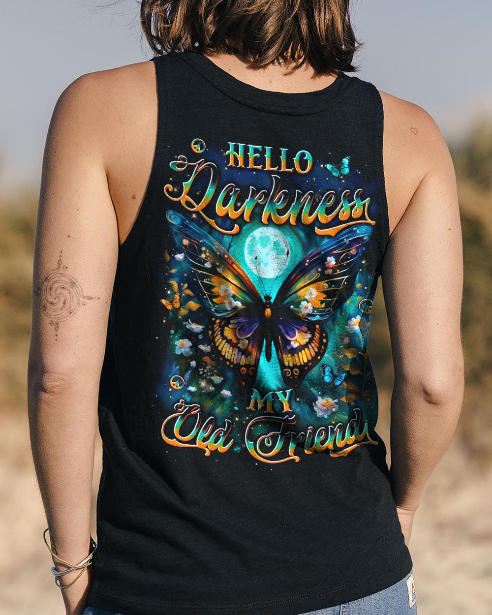 HELLO DARKNESS MY OLD FRIEND BUTTERFLY ALL OVER PRINT - YHLN0610253