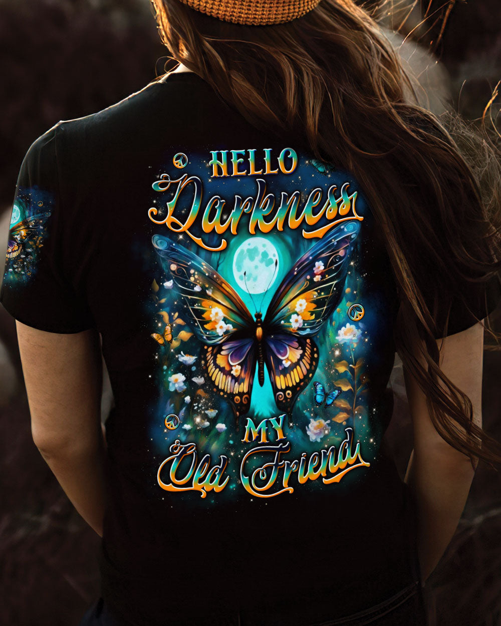 HELLO DARKNESS MY OLD FRIEND BUTTERFLY ALL OVER PRINT - YHLN0610253