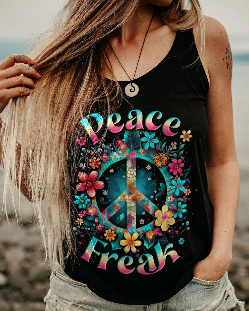 PEACE FREAK FLOWERS ALL OVER PRINT - YHLN0707231
