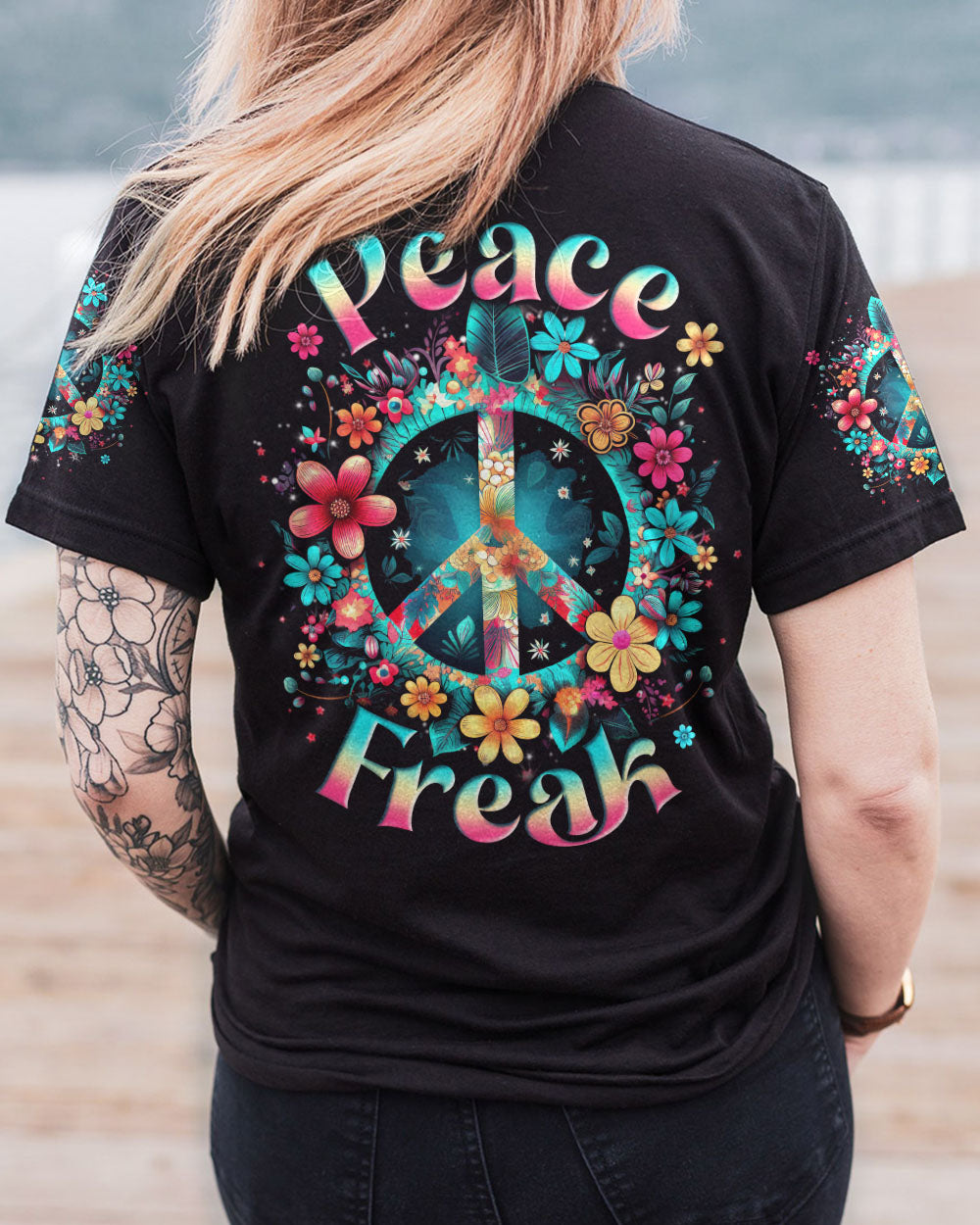 PEACE FREAK FLOWERS ALL OVER PRINT - YHLN0707231