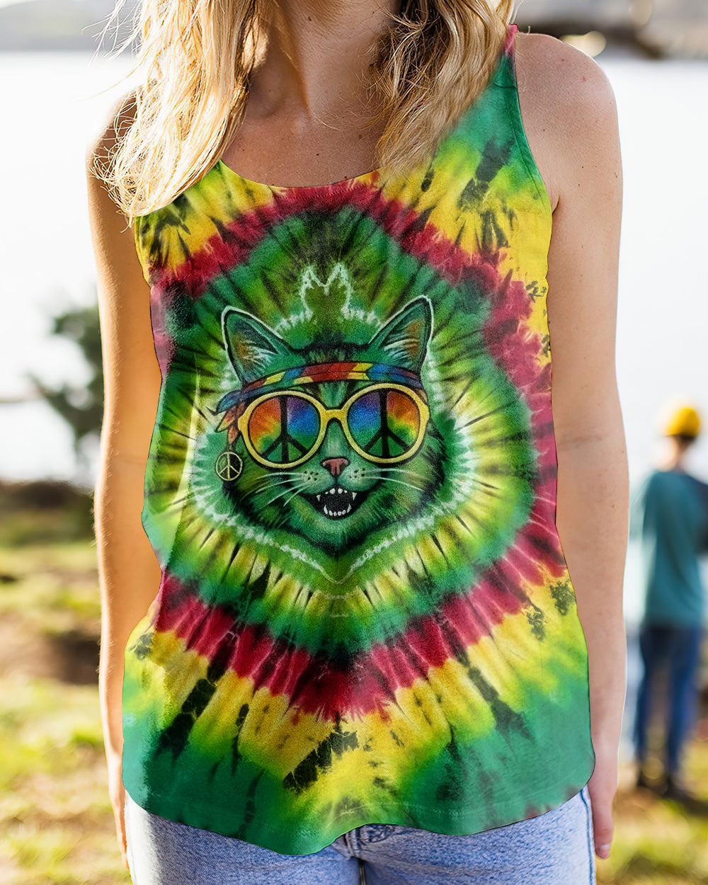COLORFUL SWIRL HIPPIE CAT ALL OVER PRINT - YHLN0901262