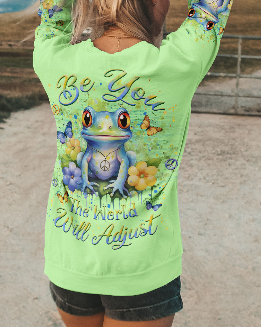BE YOU THE WORLD WILL ADJUST FROG ALL OVER PRINT - YHLN1112234