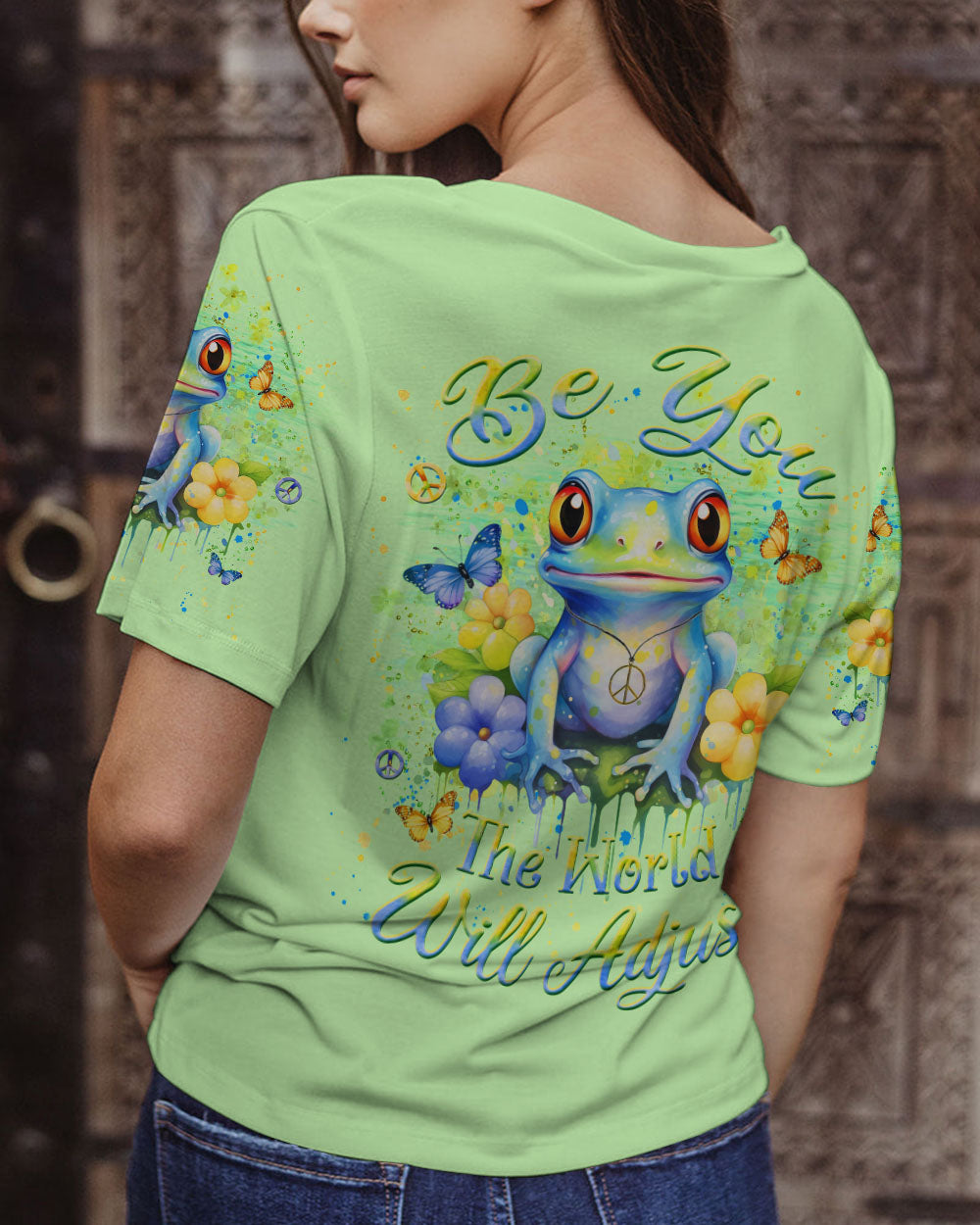 BE YOU THE WORLD WILL ADJUST FROG ALL OVER PRINT - YHLN1112234