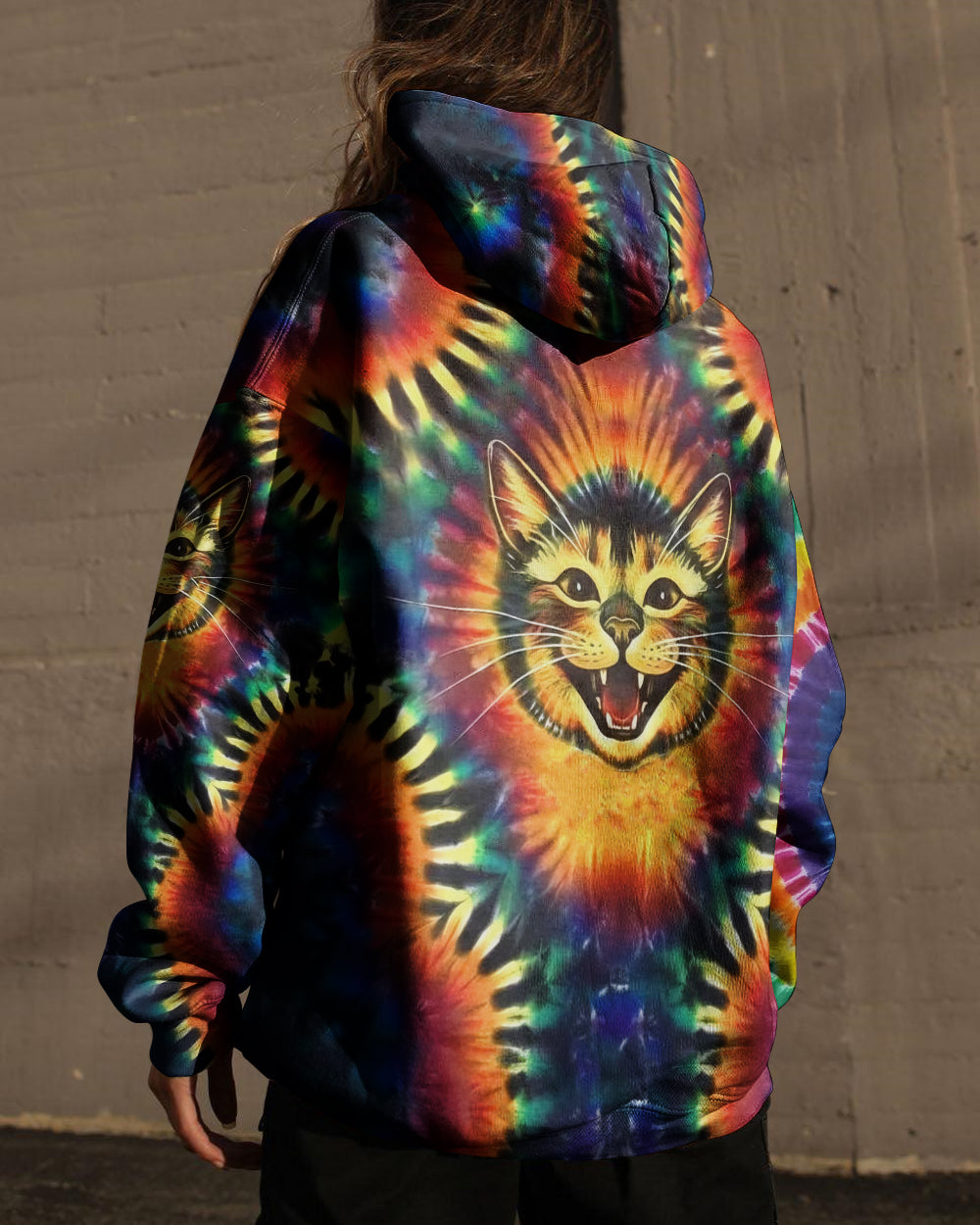 RAINBOW SWIRL HAPPY CAT ALL OVER PRINT - YHLN1301252