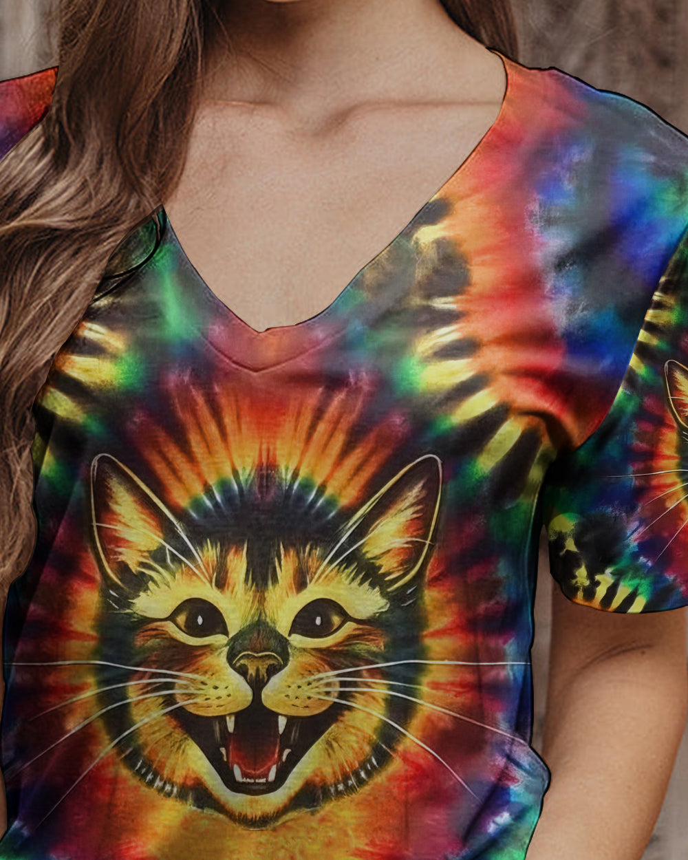 RAINBOW SWIRL HAPPY CAT ALL OVER PRINT - YHLN1301252
