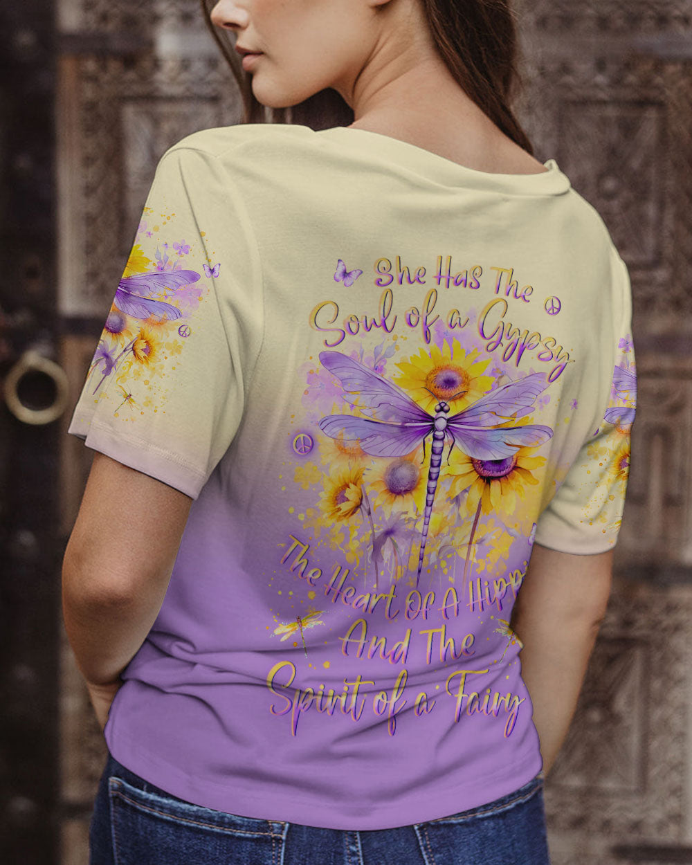 SPIRIT OF A FAIRY DRAGONFLY SUNFLOWERS ALL OVER PRINT - YHLN1512231