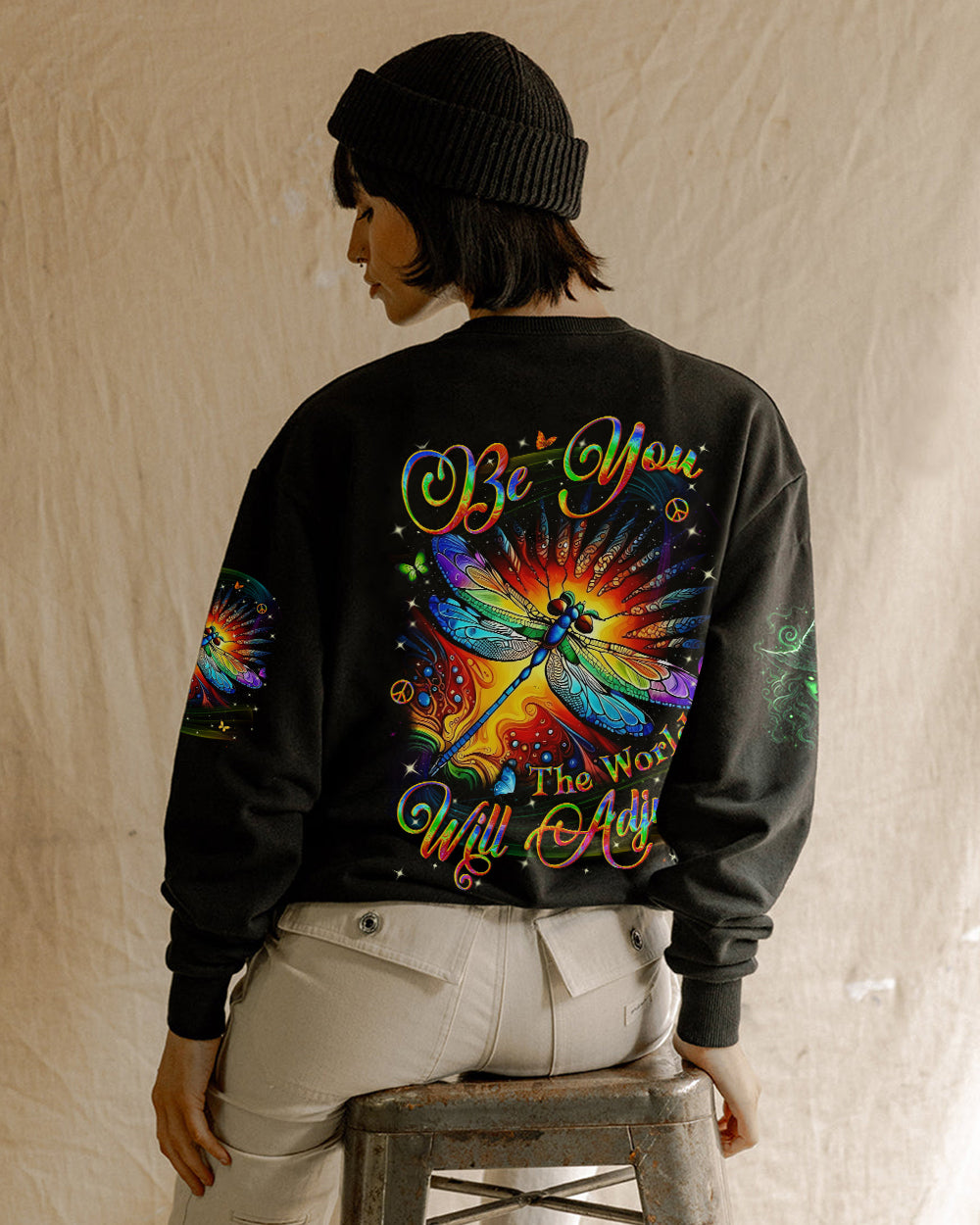 BE YOU THE WORLD WILL ADJUST DRAGONFLY ALL OVER PRINT -  YHLN1512252
