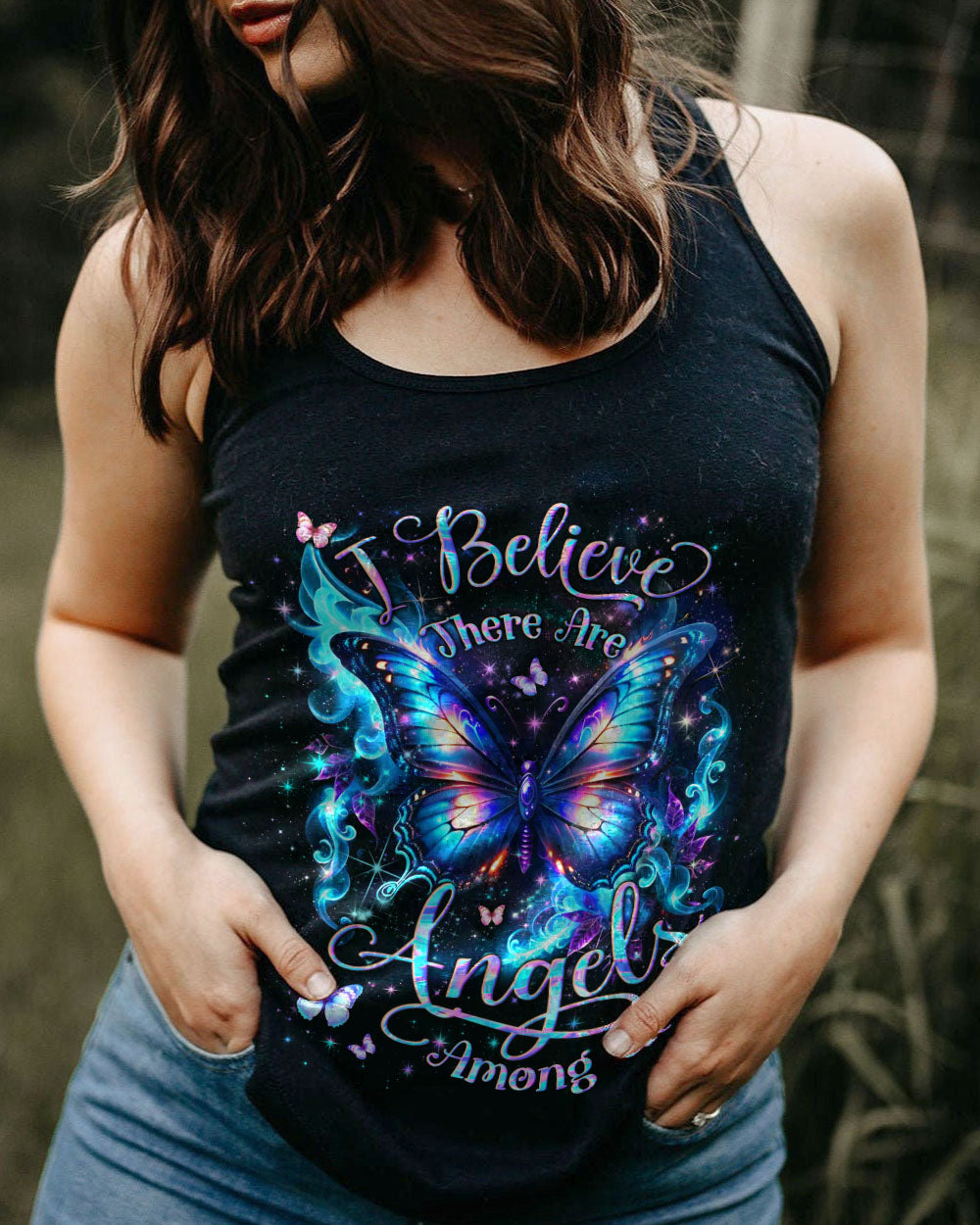 I BELIEVE THERE ARE ANGELS AMONG US BUTTERFLY ALL OVER PRINT - YHLN1604242