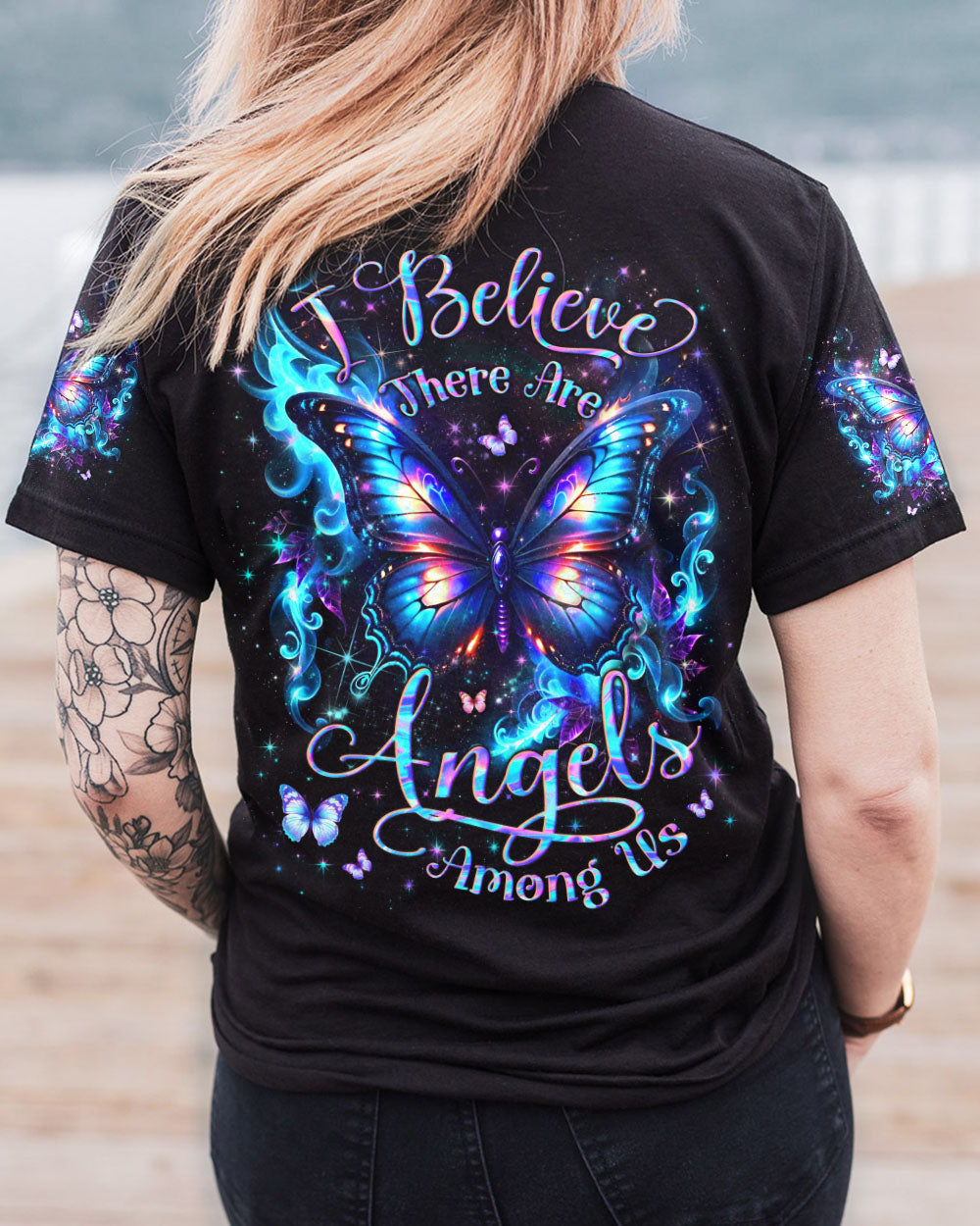 I BELIEVE THERE ARE ANGELS AMONG US BUTTERFLY ALL OVER PRINT - YHLN1604242