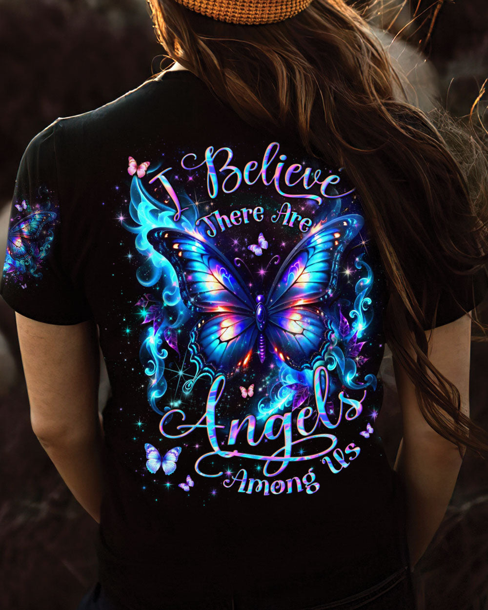 I BELIEVE THERE ARE ANGELS AMONG US BUTTERFLY ALL OVER PRINT - YHLN1604242