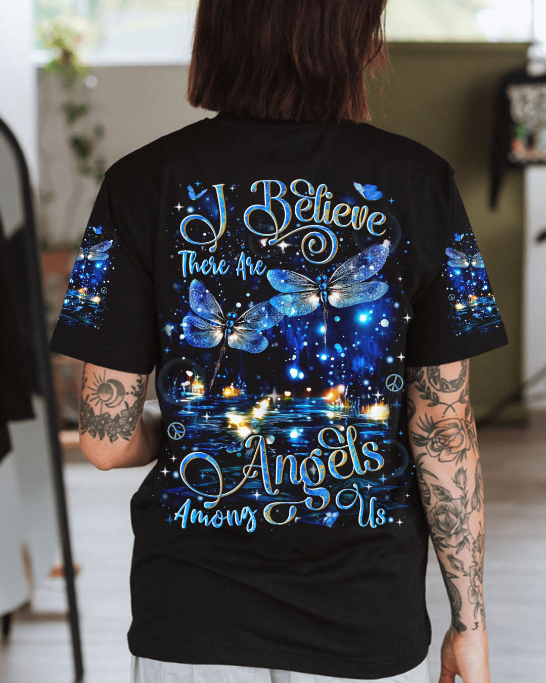 I BELIEVE THERE ARE ANGELS AMONG US DRAGONFLY ALL OVER PRINT - YHLN1809252
