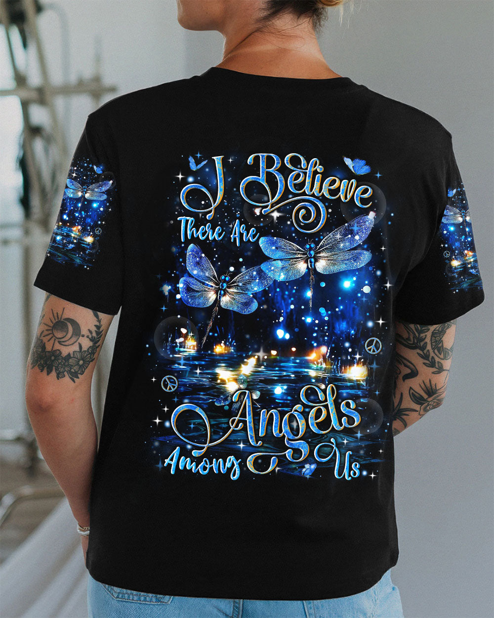 I BELIEVE THERE ARE ANGELS AMONG US DRAGONFLY ALL OVER PRINT - YHLN1809252