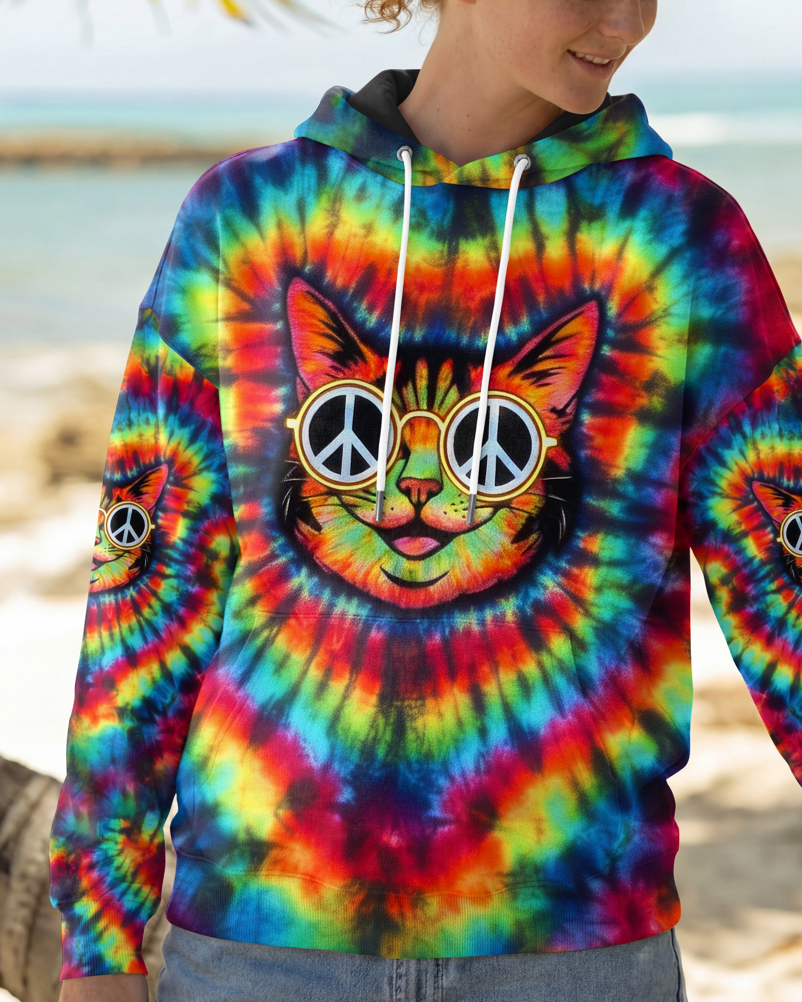 PSYCHEDELIC PEACE CAT ALL OVER PRINT - YHLN1901262