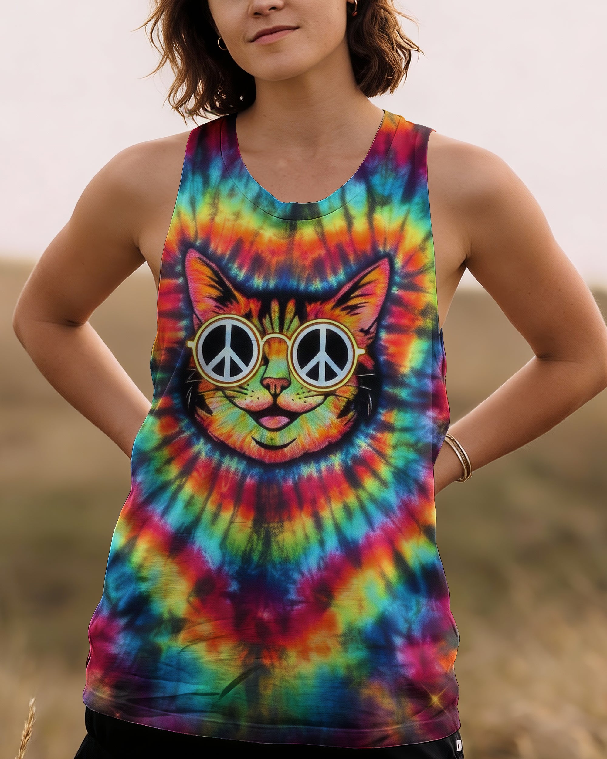 PSYCHEDELIC PEACE CAT ALL OVER PRINT - YHLN1901262
