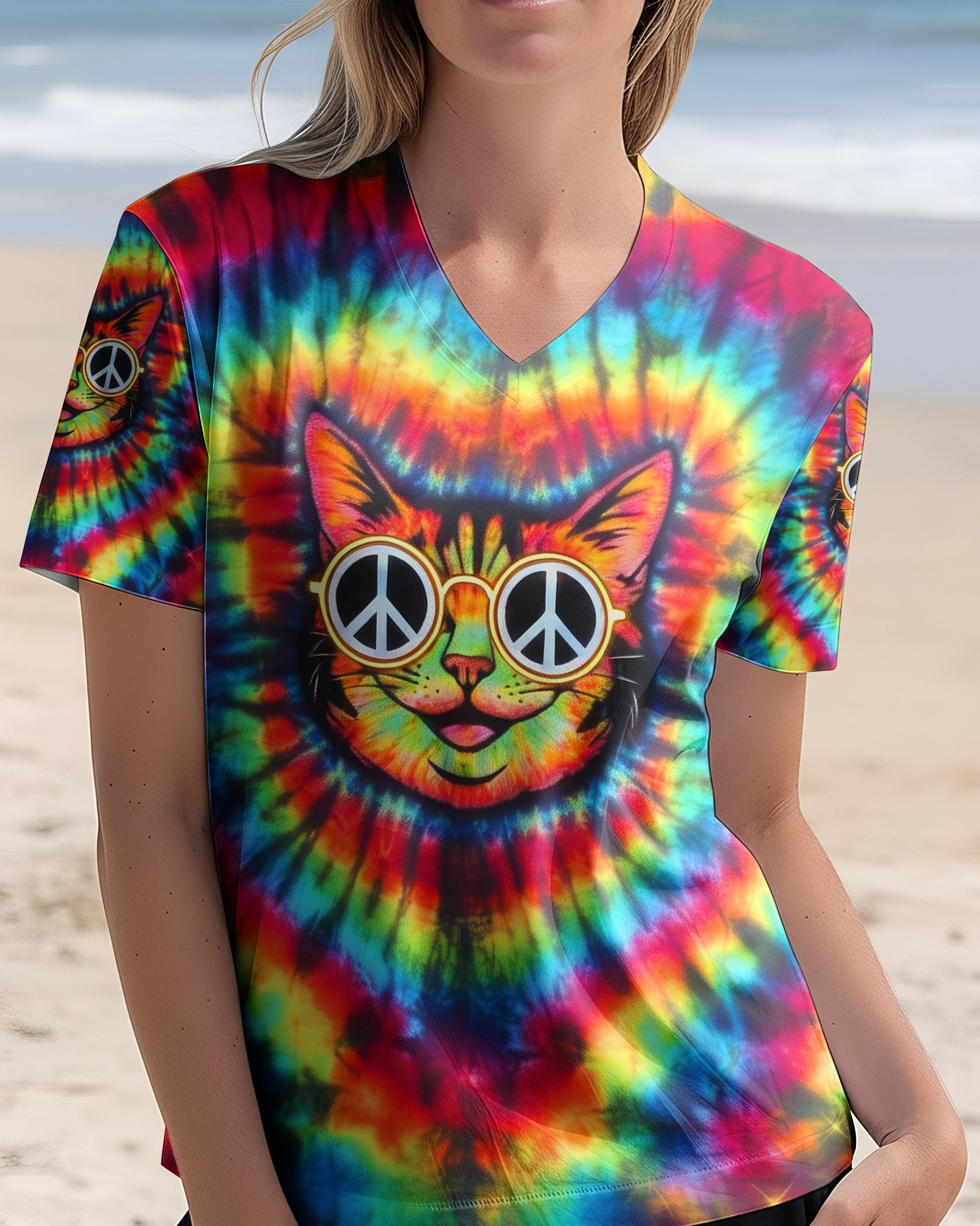 PSYCHEDELIC PEACE CAT ALL OVER PRINT - YHLN1901262