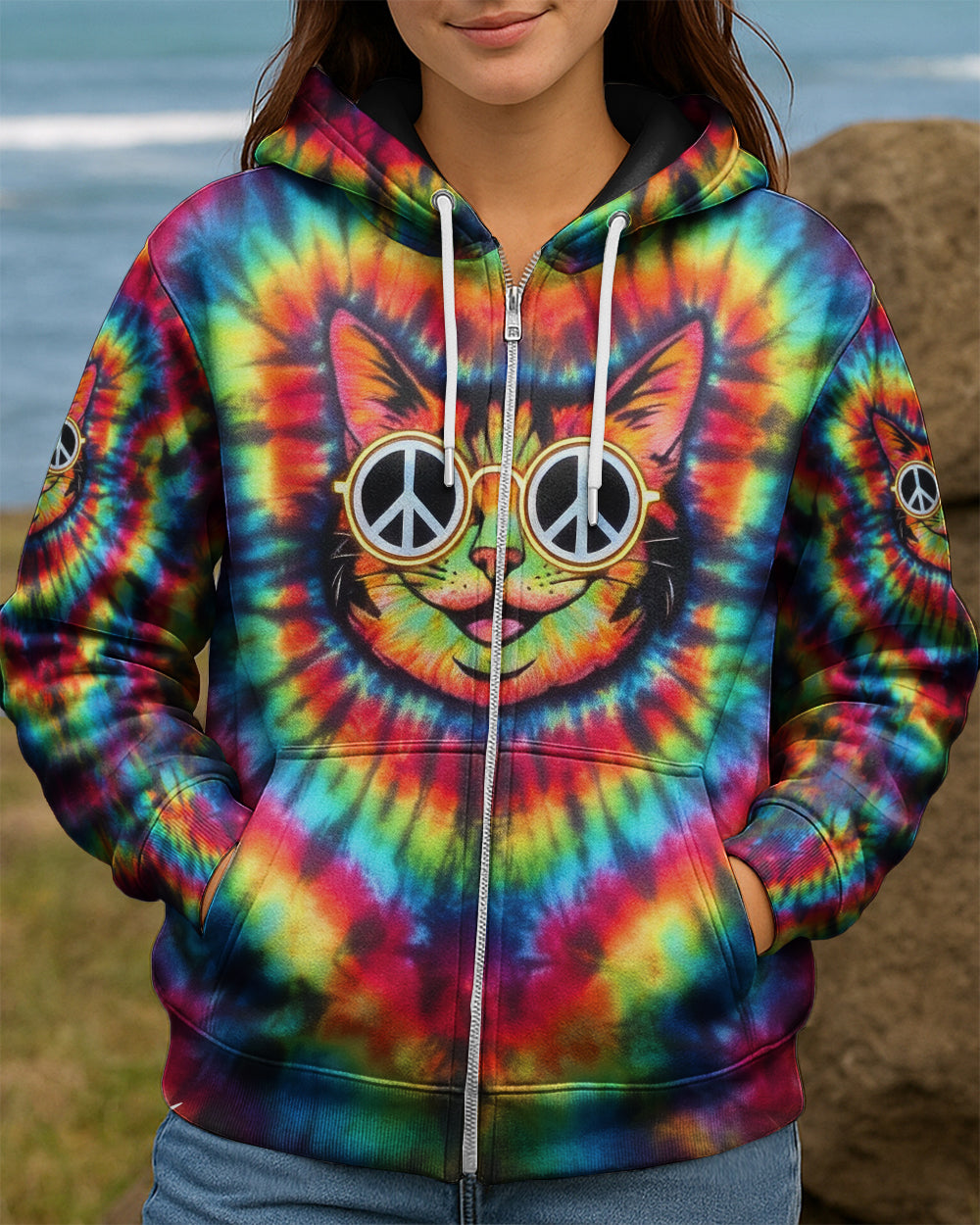 PSYCHEDELIC PEACE CAT ALL OVER PRINT - YHLN1901262