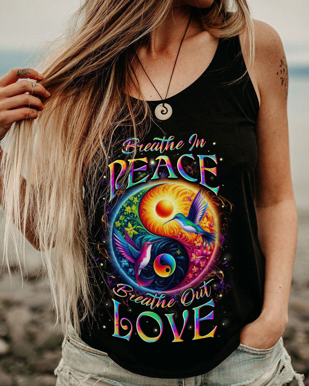 BREATHE IN PEACE YINYANG HUMMINGBIRDS ALL OVER PRINT - YHLN1903252