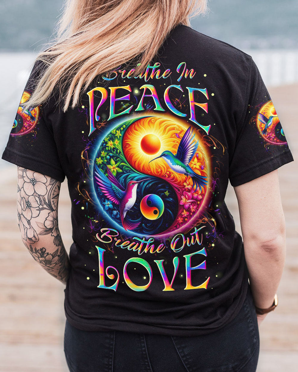 BREATHE IN PEACE YINYANG HUMMINGBIRDS ALL OVER PRINT - YHLN1903252