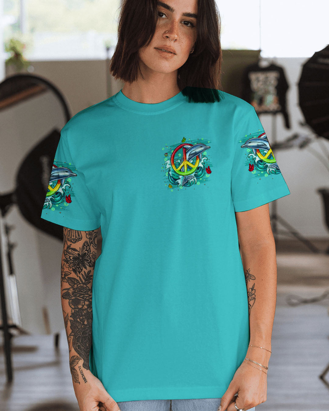 IMAGINE ALL THE PEOPLE LIVING LIFE IN PEACE DOLPHIN ALL OVER PRINT - YHLN1908253