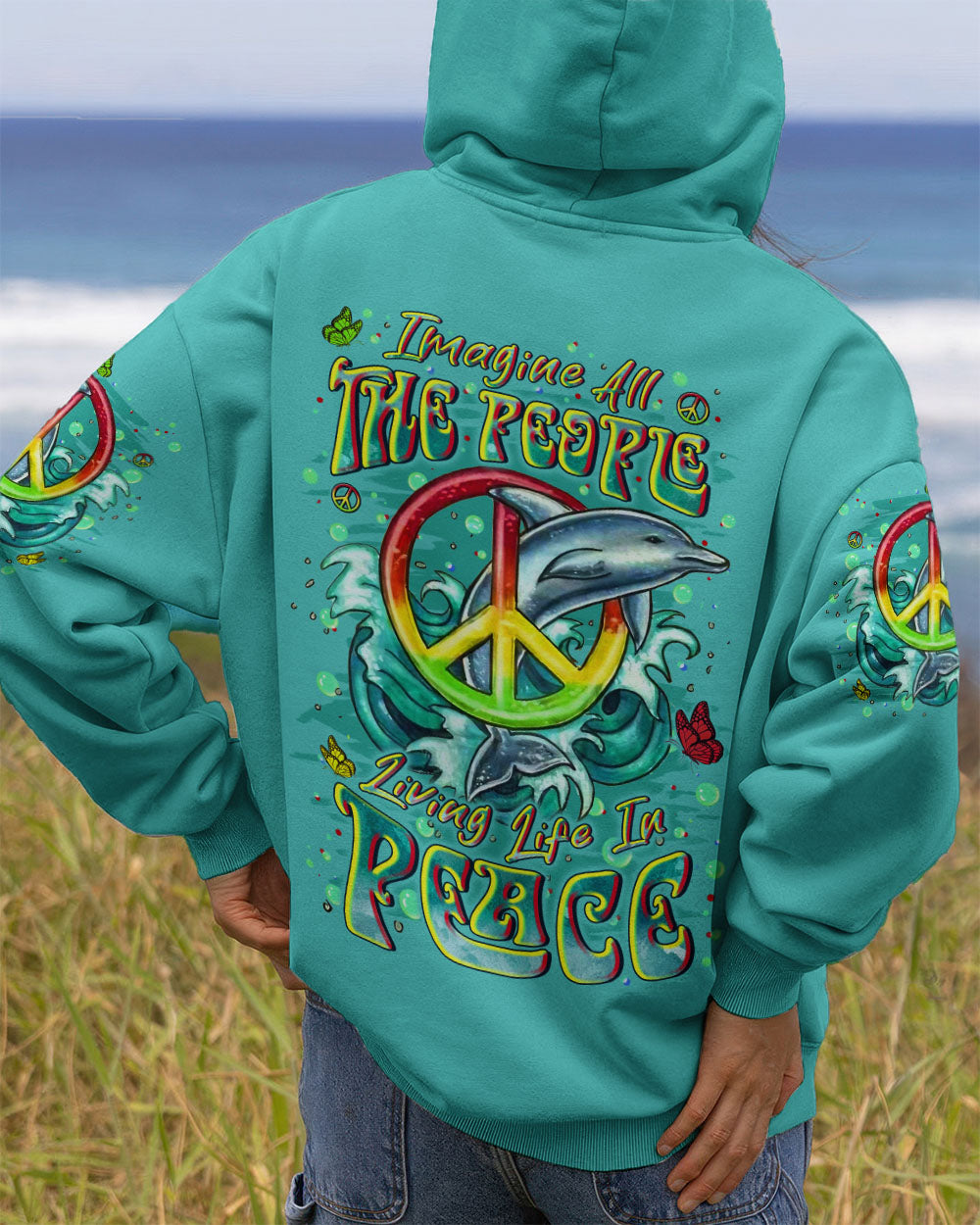 IMAGINE ALL THE PEOPLE LIVING LIFE IN PEACE DOLPHIN ALL OVER PRINT - YHLN1908253