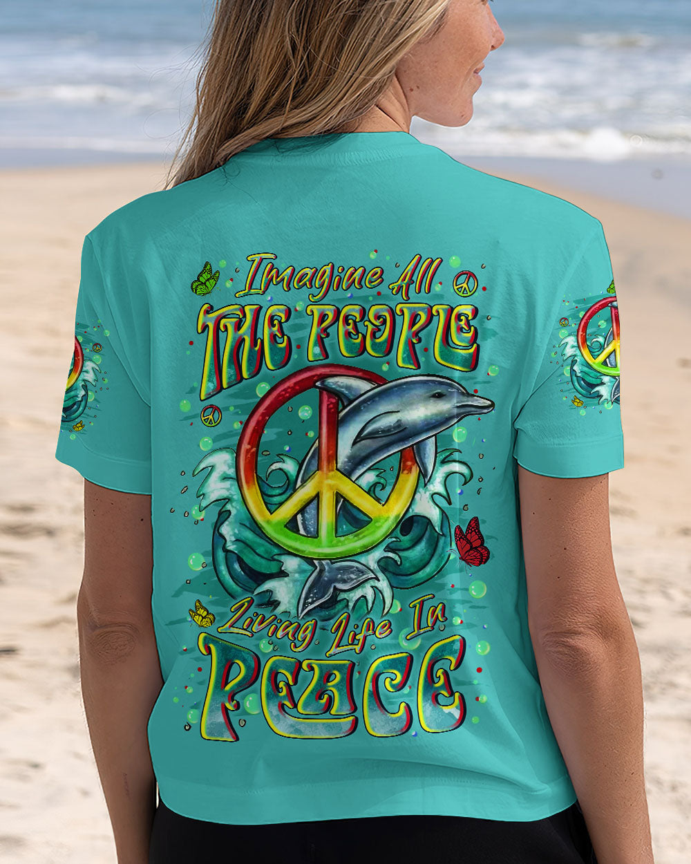 IMAGINE ALL THE PEOPLE LIVING LIFE IN PEACE DOLPHIN ALL OVER PRINT - YHLN1908253