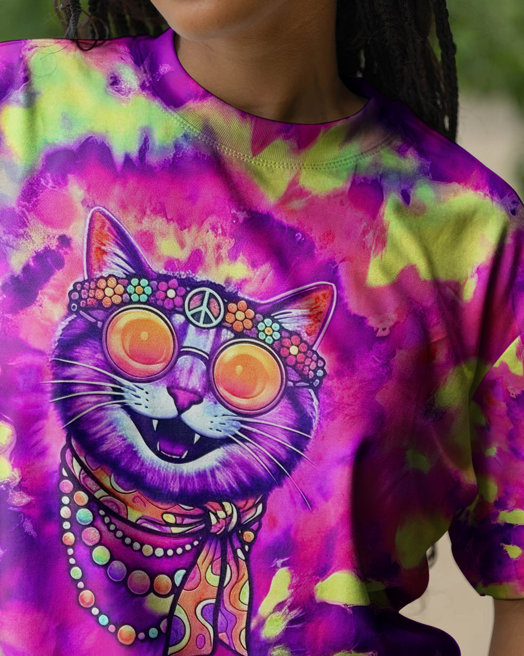 RADIANT NEON FUNNY HAPPY CAT ALL OVER PRINT - YHLN2101262