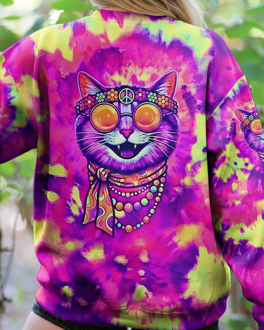 RADIANT NEON FUNNY HAPPY CAT ALL OVER PRINT - YHLN2101262