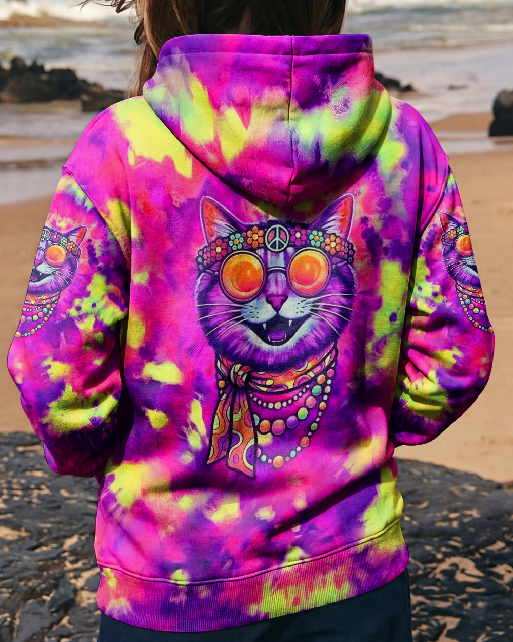 RADIANT NEON FUNNY HAPPY CAT ALL OVER PRINT - YHLN2101262